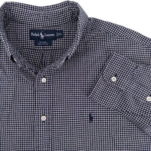 Polo Ralph Lauren Men's XL Blaire Long Sleeve Button Up Shirt Blue Gingham Pony
